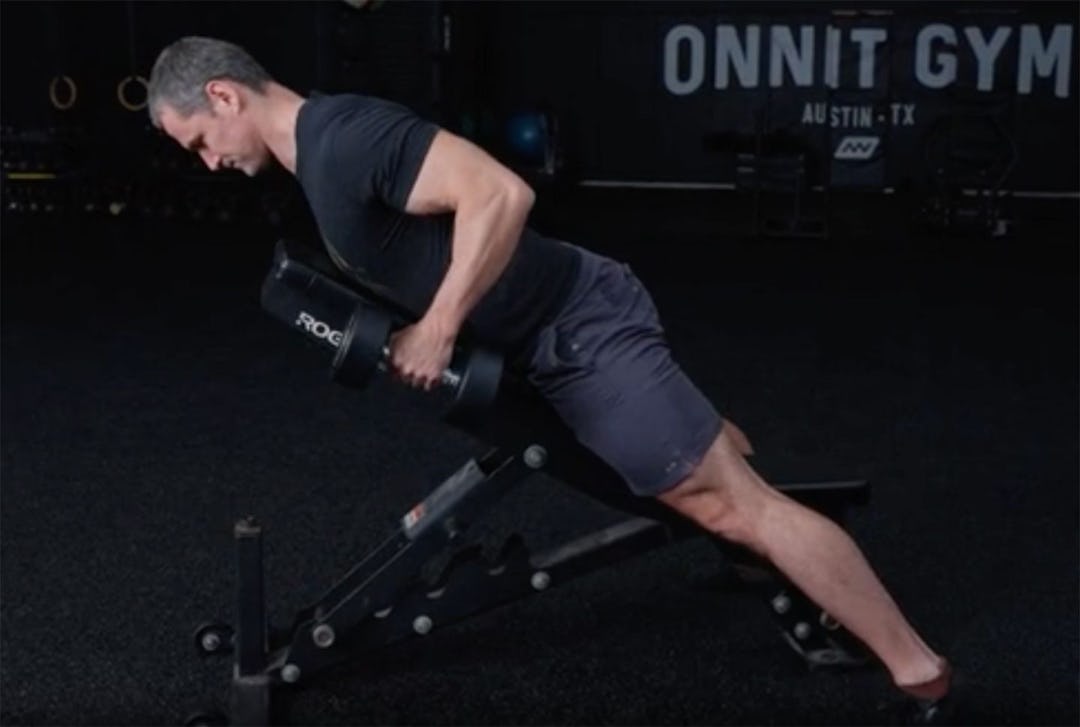 Editor-in-Chief Sean Hyson demonstrates the chest-supported row