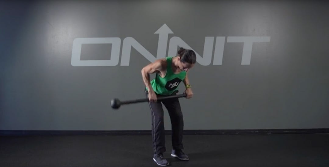 High Hinge Offset Row Steel Mace Exercise
